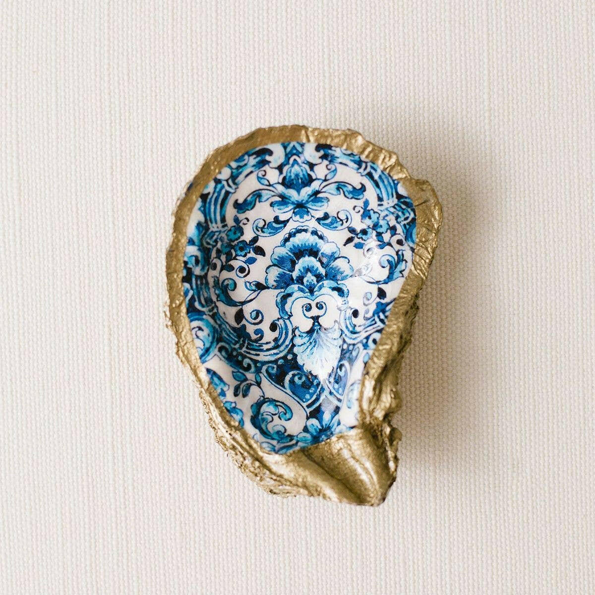 Indigo Decoupage Oyster Ring Dish.