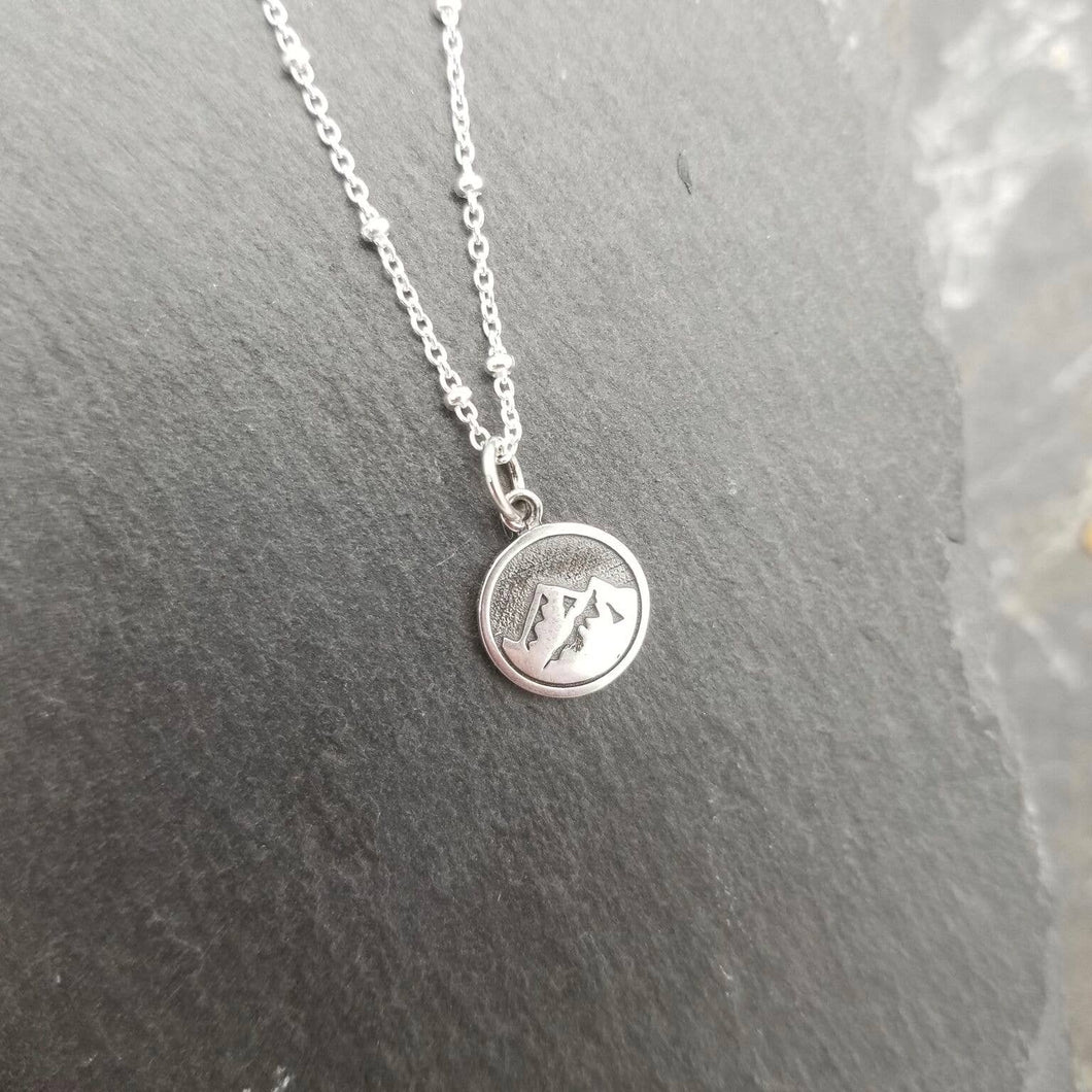 Small Silver Mountain/Earth Pendant Necklace