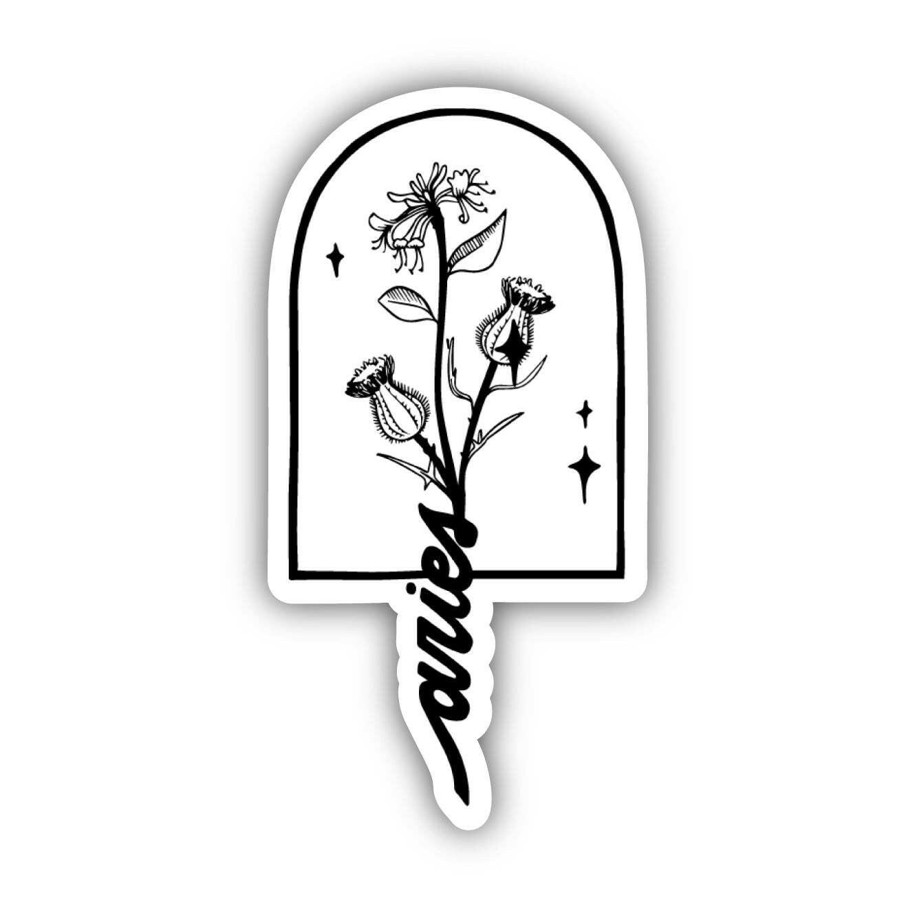 Aries Thistle & Honeysuckle Zodiac Sticker.