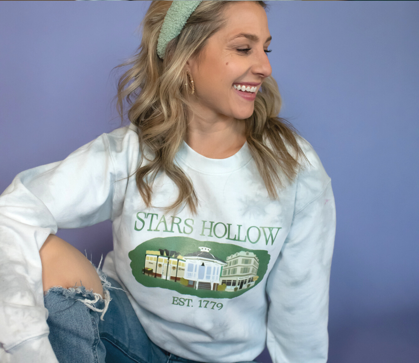 Stars Hollow *Gilmore Girls* Sweatshirt: Gray Tie Dye.