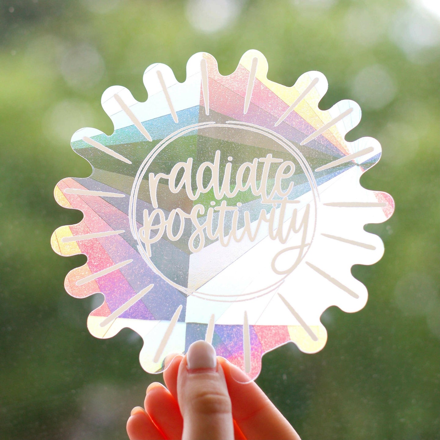 Radiate Positivity Sun Catcher Window Decal, 5x5 in..