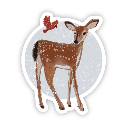 Fawn & Cardinal  Sticker.