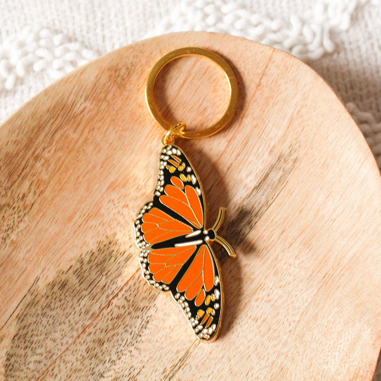 Monarch Butterfly Metal Keychain 2.5x1 in..