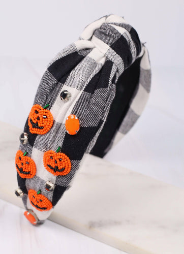 Pumpkin Patch Headband BLACK WHITE.