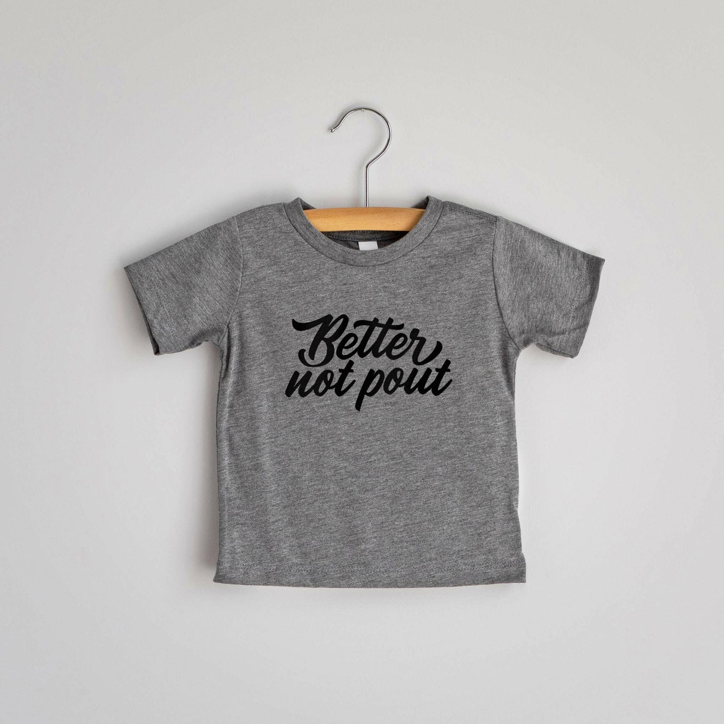 Better Not Pout Gray Baby & Kids Christmas Tee.