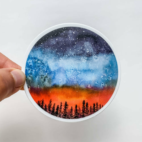 Forest Night Sky Sticker Decal.