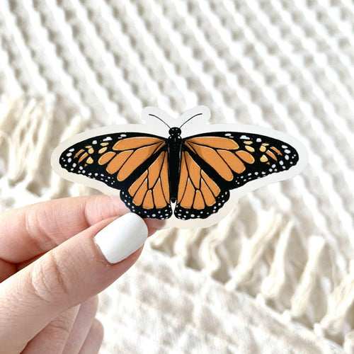 Clear Monarch Butterfly Sticker, 3x1.5 in..