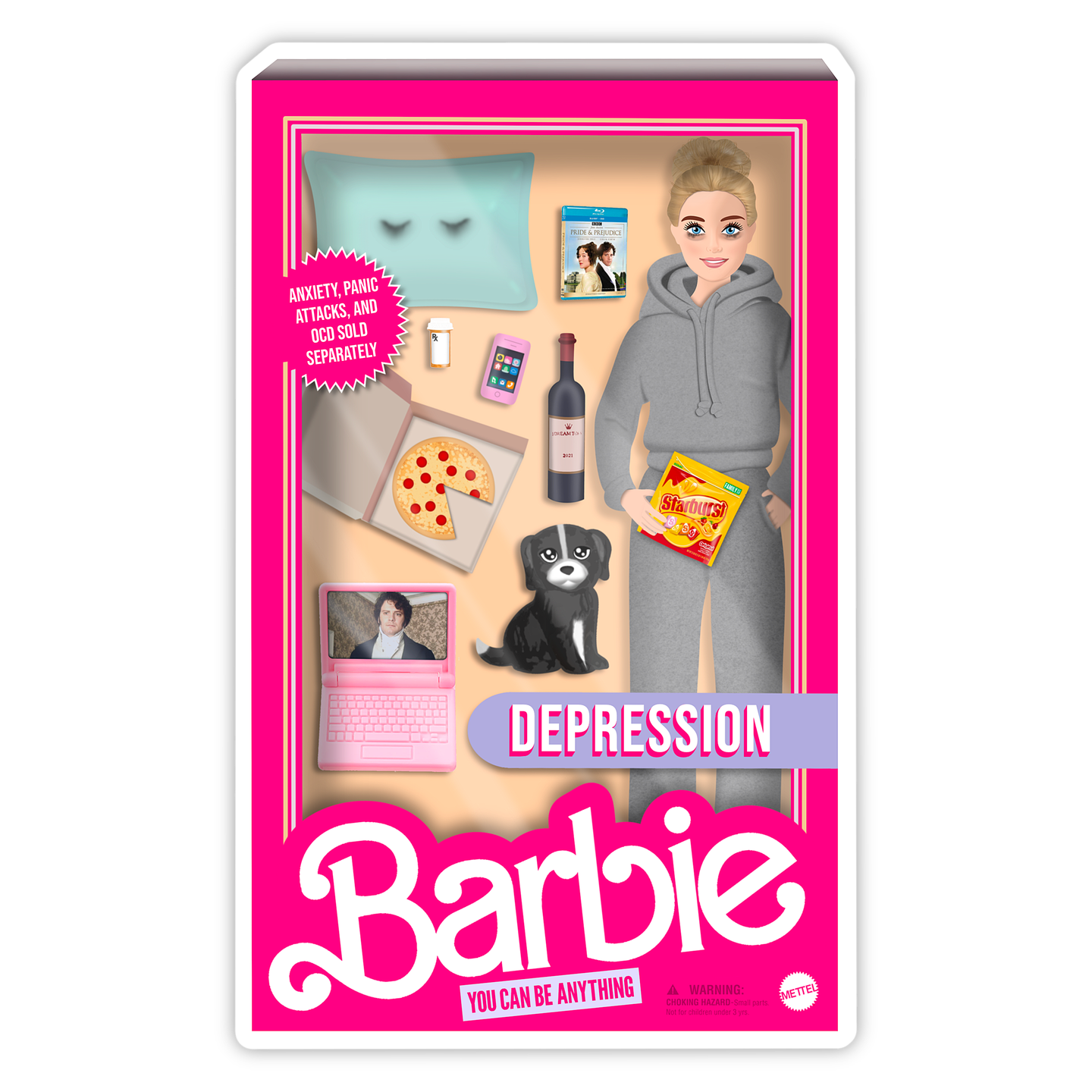 Barbie Movie Depression Barbie Doll Sticker.