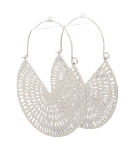 Silver Filigree Crescent Hoop.