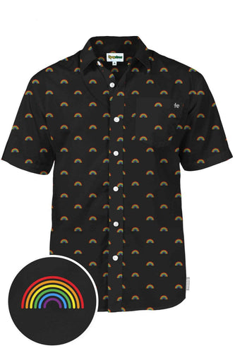 Men's Black Rainbow All The Way Pride Hawaiian Shirt.