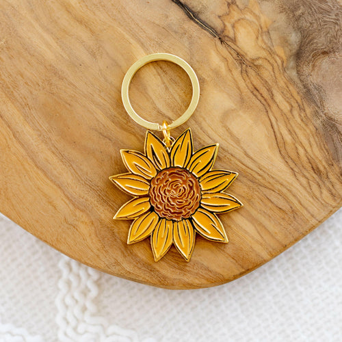 Sunflower Field Metal Keychain, 2x2 in..