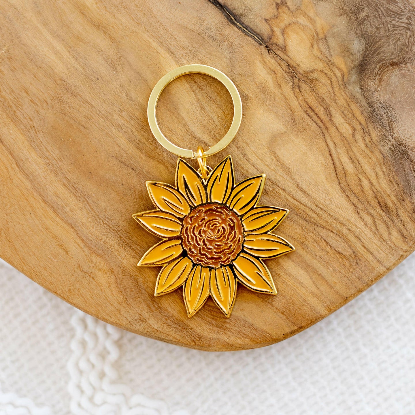 Sunflower Field Metal Keychain, 2x2 in..