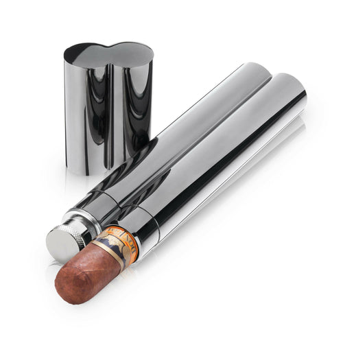 Warren™ Gunmetal Cigar Holder and Flask.