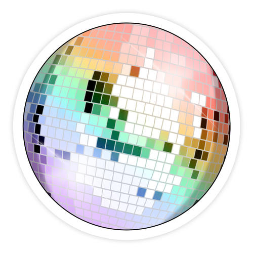 Pride Rainbow Disco Ball Sticker.