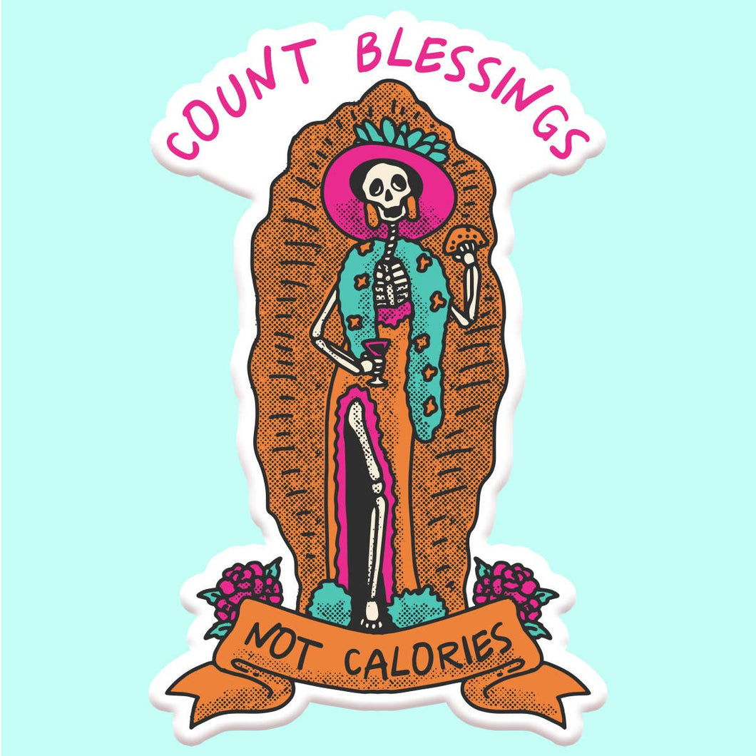 Count Blessings Not Calories Funny Sticker Decal