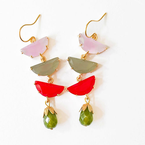 Long Colorful Half Moon Earrings.