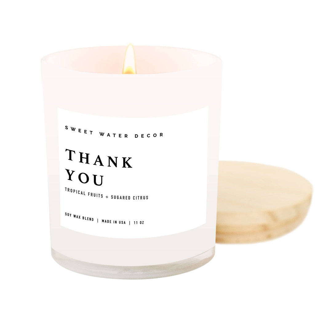 Thank You Soy Candle | White Jar Candle
