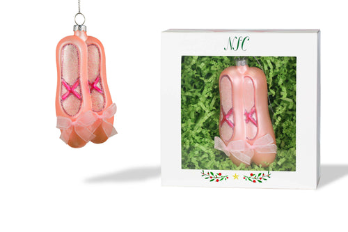 Ballerina Slippers Glass Ornament.