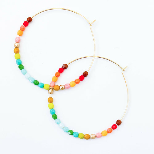 Large Ombre Beaded Hoops.