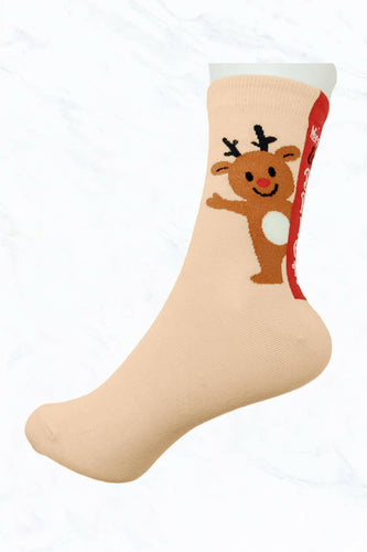 BE MERRY Rudolph Socks.