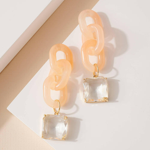 Acetate Chain Link Dangling Earrings.