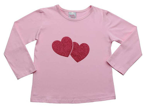 Hot Pink Double Heart Long Sleeve Shirt.