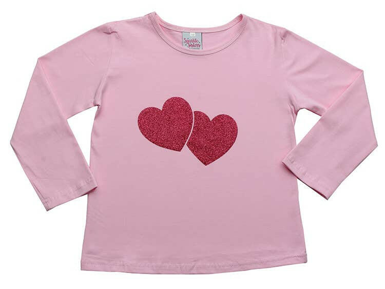 Hot Pink Double Heart Long Sleeve Shirt.