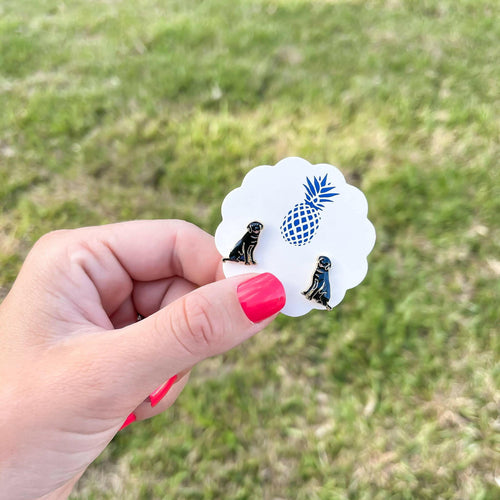 Black Lab Enamel Stud Earrings.