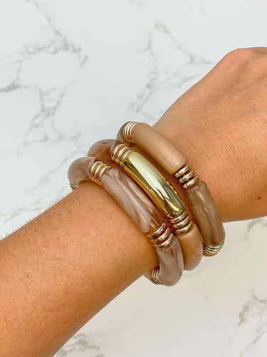 Acrylic Tube Stretch Bracelet Set of 3.