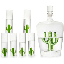 Load image into Gallery viewer, Decanter Set with Cactus Decanter and 6 Cactus Shot Glasses
