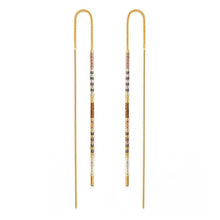 Load image into Gallery viewer, Miyuki Seed Bead Threader Earrings in Champagne.
