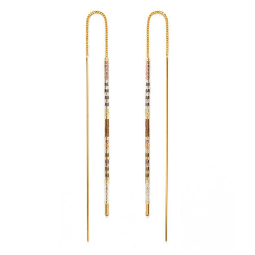 Miyuki Seed Bead Threader Earrings in Champagne.