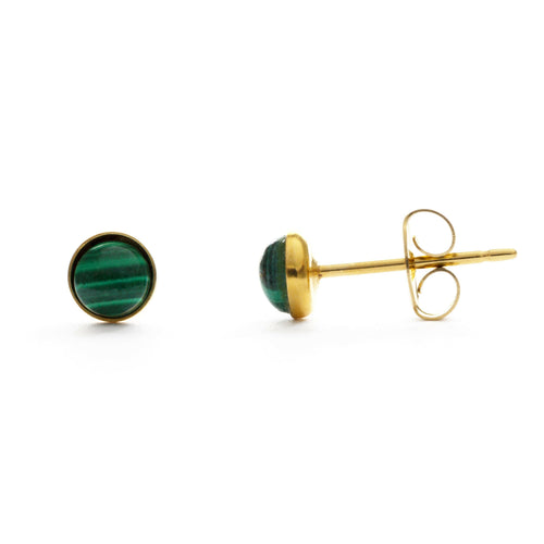 4mm Malachite Stud Earrings.