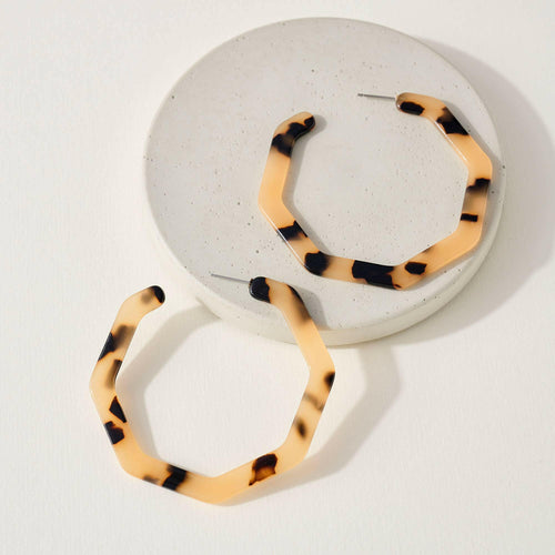 Hexagon Acetate Hoop Earrings.