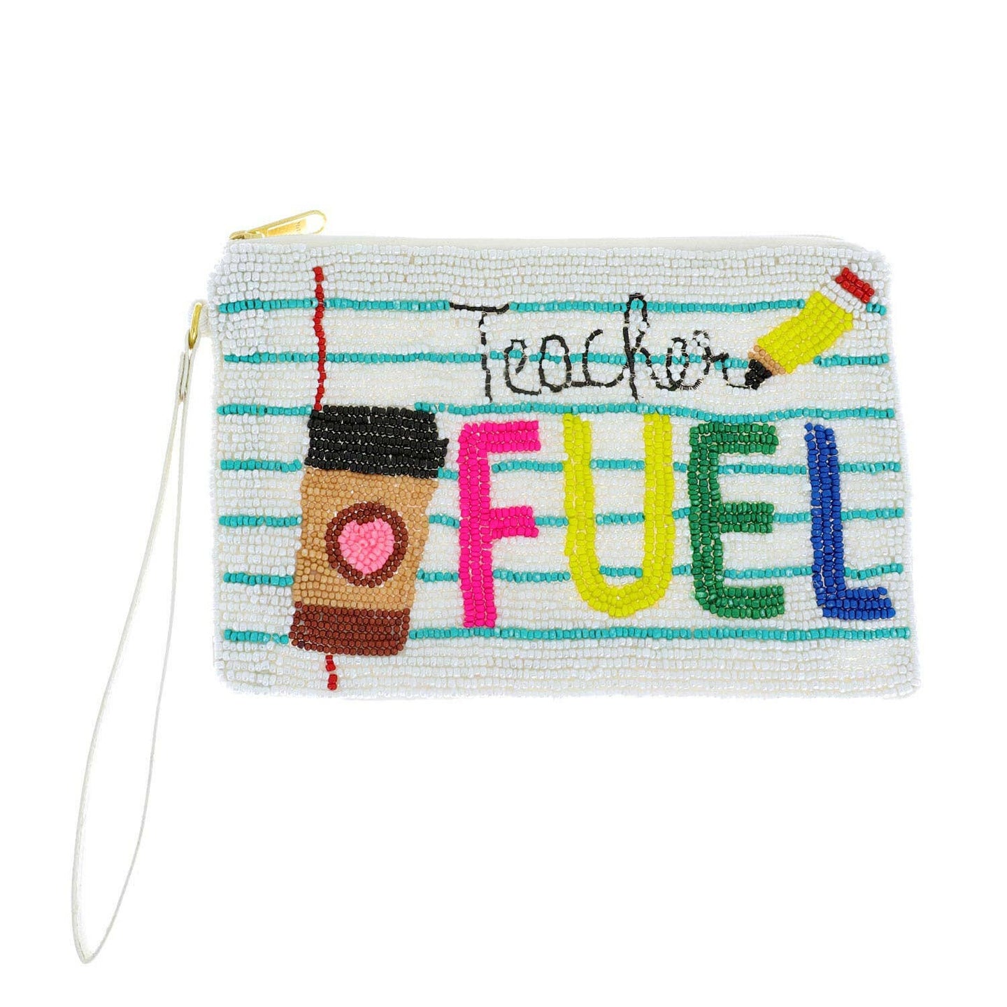 Teacher Fuel Beaded Coin Bag with Wristlet.