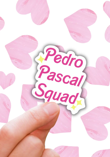 Pedro Pascal squad water resistant sticker.