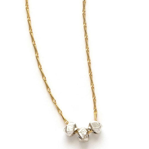 3 Tiny Faceted Beads Necklace.