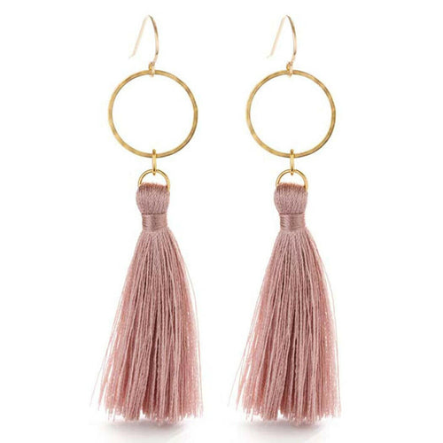 Tassel with Ring Earrings- Rose.