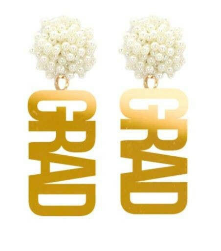 Mirrored Gold Acrylic Grad Earrings.