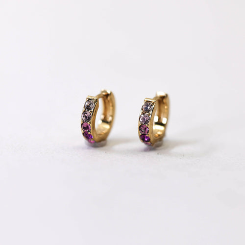 Pink Ombre Huggie Hoops Earrings in Gold.
