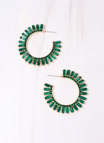 Crane Stone Hoop Earring GREEN.