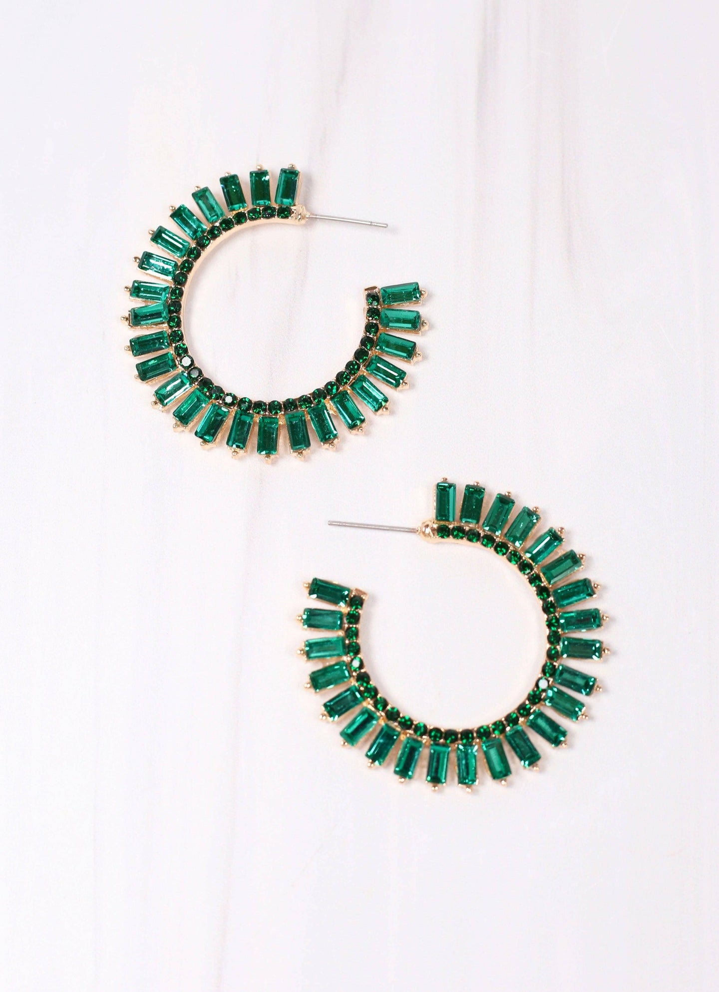 Crane Stone Hoop Earring GREEN.