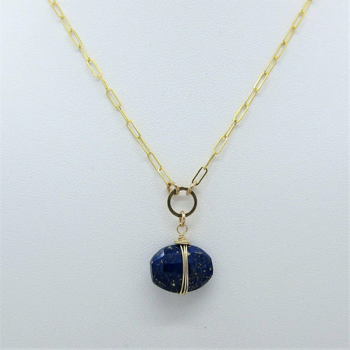 Cushion Cut Lapis Lazuli Necklace.