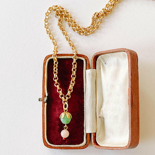 Thick Gold Rose Quartz  necklace.