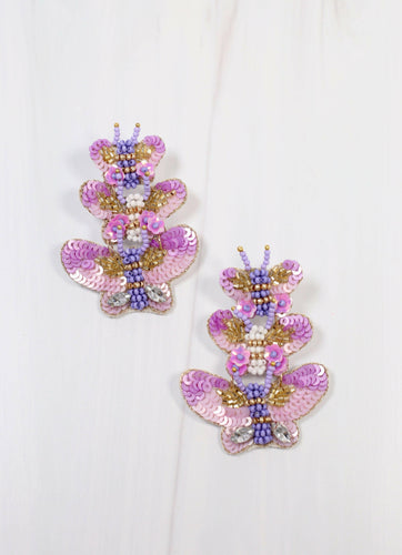Devonshire Butterfly Drop Earring in Lavender.