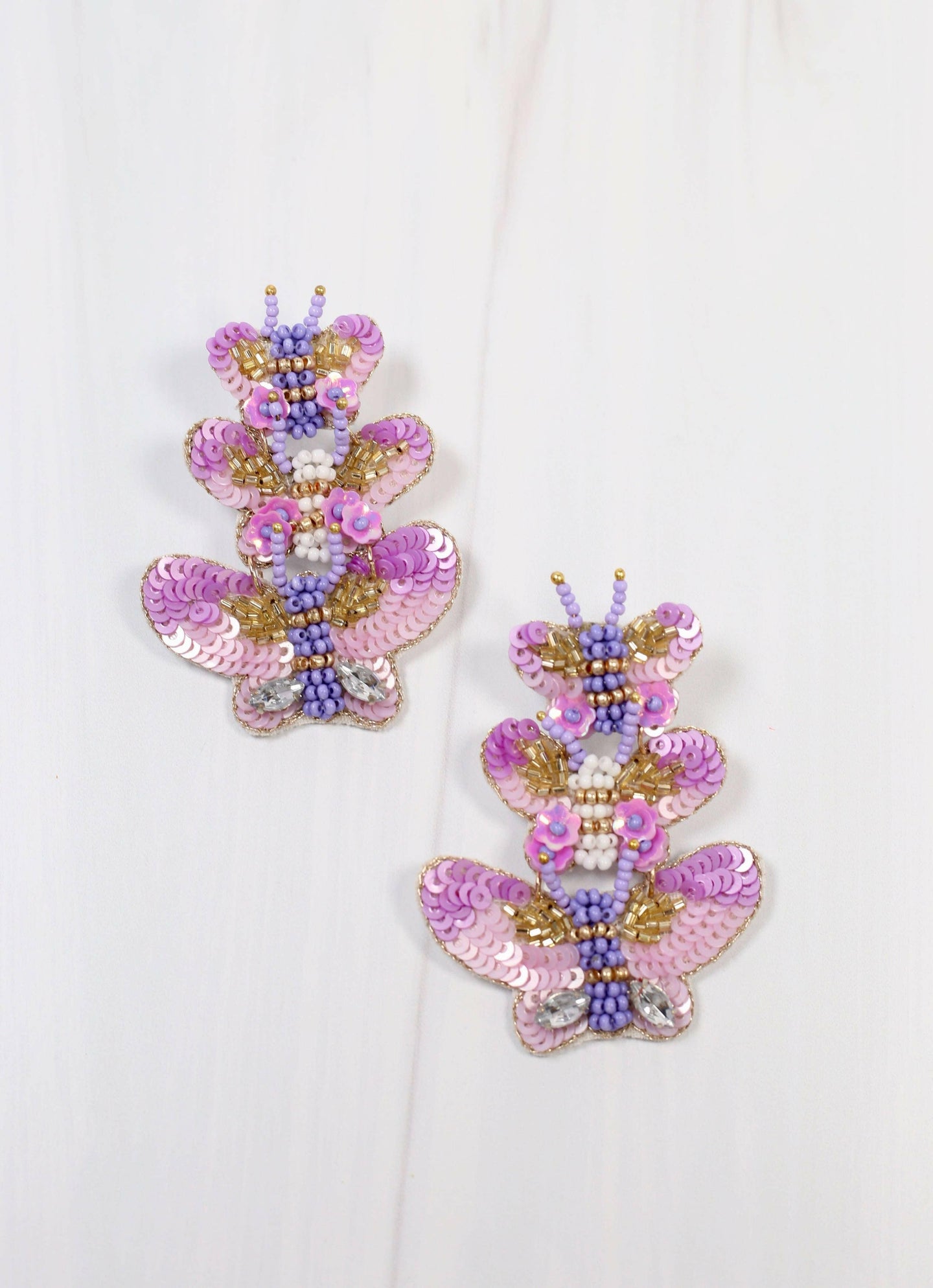 Devonshire Butterfly Drop Earring in Lavender.