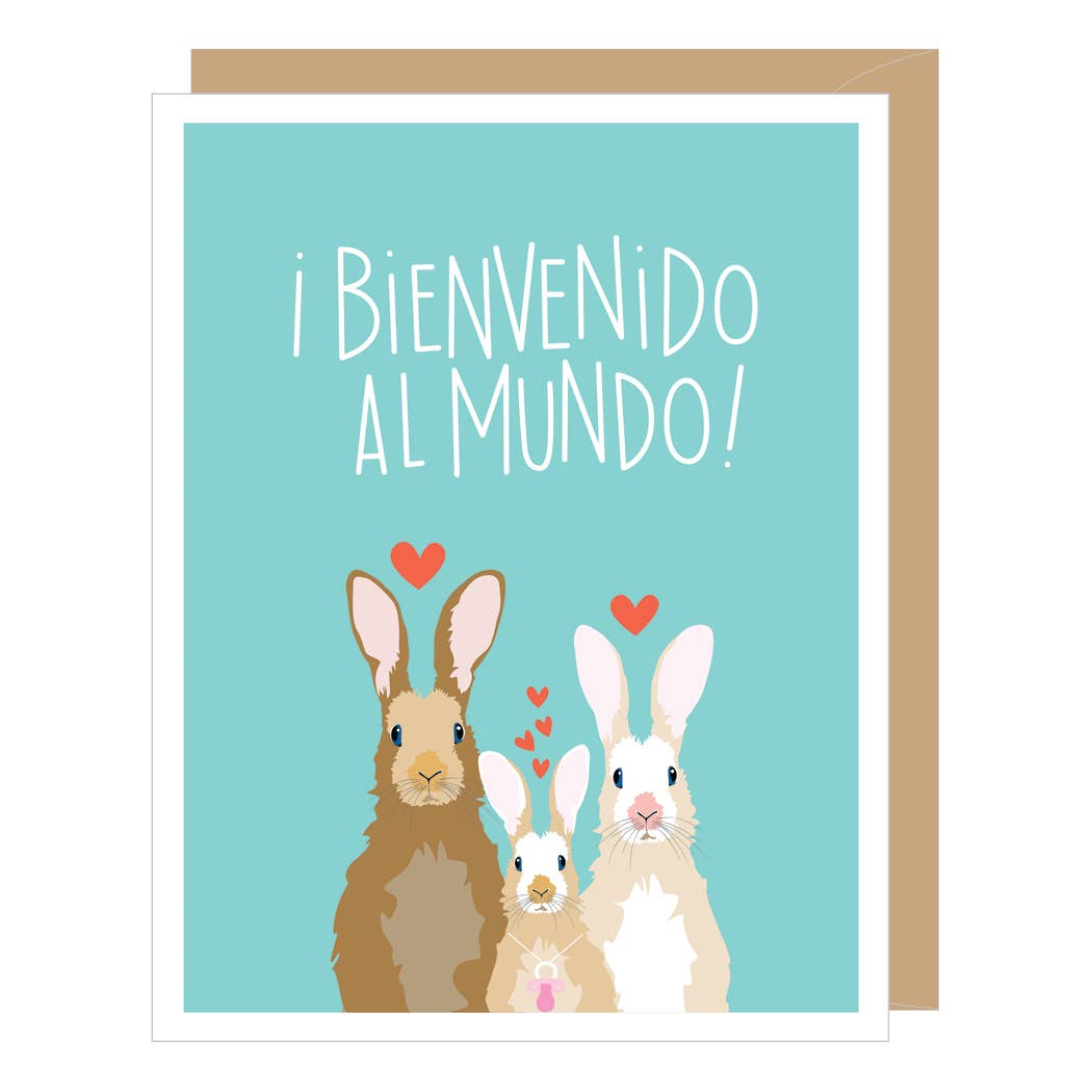 SPANISH Welcome Rabbit New Baby Card
