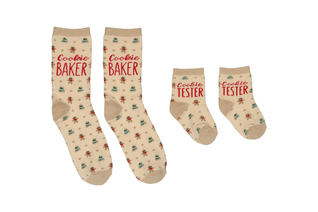 Cookie Baker & Cookie Tester Holiday Parent & Baby Sock Set
