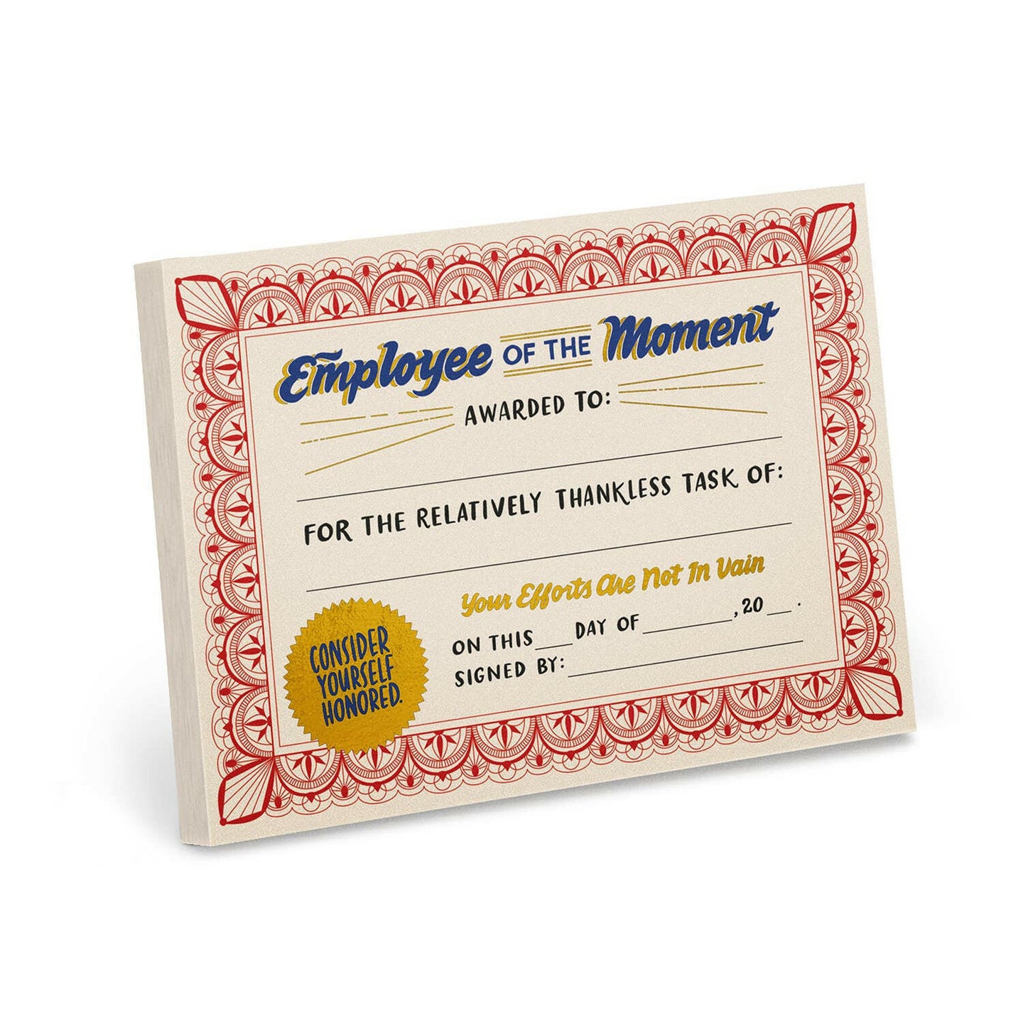 Employee of the Moment Certificate Notepad.