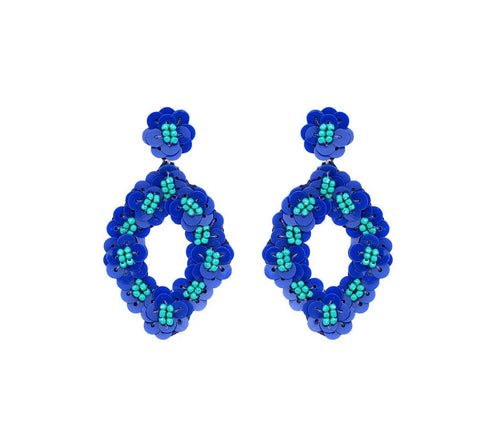 Handmade Oval Floral Spring Summer Beaded Earrings.